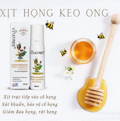 Chai Xịt Họng Keo Ong Vitatree Úc 30ml - Hỗ Trợ Hô Hấp, Tăng Cường Miễn Dịch Cho Trẻ Em Từ 2 Tuổi Trở Lên và Người Lớn