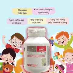 Viên Kẽm Bio Island Zinc cho Trẻ Em từ 1 Tuổi - 120 Viên Nhai Tăng Cường Miễn Dịch và Hỗ Trợ Tăng Trưởng