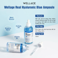 Serum Cấp Nước Wellage Real Hyaluronic Blue Ampoule 100 - Dưỡng Ẩm Chuyên Sâu, Phù Hợp Với Mọi Loại Da, Lọ 75ml