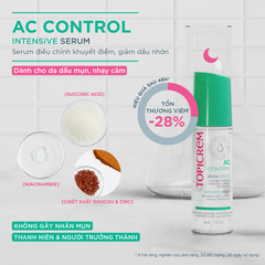 Serum Dưỡng Da Dầu Mụn Topicrem AC Control Intensive 34ml - Giúp Điều Chỉnh Da Mụn, Làm Mịn & Thanh Lọc Da