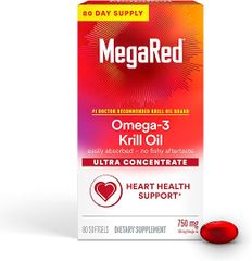 Viên dầu nhuyễn thể MegaRed Ultra Concentrate Omega-3 Krill Oil 750mg - Hỗ trợ sức khỏe tim mạch, làm đẹp da, 80 viên