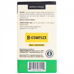 Viên Uống Mason Natural B-Complex Bổ Sung Vitamin Nhóm B - Hỗ Trợ Năng Lượng, Giảm Căng Thẳng, 100 Viên