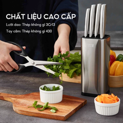Bộ Dao Kéo 5 Món Lebenlang LBL1956 - Thép Không Gỉ, Thiết Kế Công Thái Học, Tiện Dụng Cho Nhà Bếp, Bộ Dụng Cụ Nấu Ăn Chất Lượng Cao