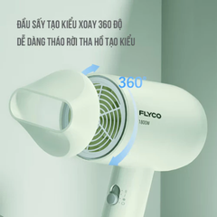 Máy sấy tóc Flyco FH1622VN - Công suất 1800W, 3 chế độ nhiệt, chế độ gió mát, bảo vệ và giữ ẩm cho tóc, sấy khô nhanh chóng tại nhà
