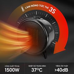 Máy Sưởi Gốm Mini Để Bàn Lebenlang LBL0275 Đức 1500W - Tiện Lợi, Đa Mức Nhiệt và Tiết Kiệm Điện Cho Không Gian Nhỏ