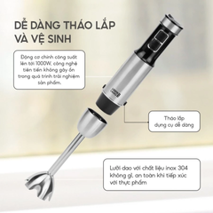 Máy Xay Sinh Tố Cầm Tay Đa Năng Lebenlang LBL3638 - 1000W, 10 Tốc Độ, Inox 304, Dung Tích 600ml, Xay Sinh Tố, Thức Ăn Cho Bé, Làm Sốt