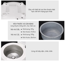 Nồi cơm điện Lebenlang LBL0589 - Dung tích 1.2L, Công suất 500W, Lòng nồi chống dính, Thiết kế hiện đại cho 2-3 người sử dụng