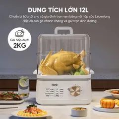 Nồi Hấp Điện 2 Tầng Đa Năng Lebenlang LBEL5030 800W Dung Tích 12L - Tiện Lợi Cho Mọi Bữa Ăn