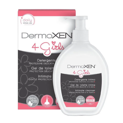 Dung dịch vệ sinh DermoXen 4 Girls 220ml cho bé gái 3-14 tuổi - Làm sạch nhẹ nhàng và cân bằng độ pH vùng kín trước dậy thì
