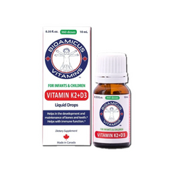 Vitamin D3K2-MK7 BioAmicus Liquid Drops 10ml - Giúp trẻ phát triển xương chắc khỏe, hỗ trợ hấp thu canxi hiệu quả, an toàn cho trẻ sơ sinh và trẻ nhỏ