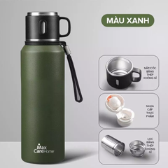 Bình Giữ Nhiệt Inox Maxcare 800ml Sang Trọng Có Lõi Lọc, Giữ Nóng Lạnh Trên 10 Giờ, Thiết Kế Tiện Lợi Cho Dã Ngoại