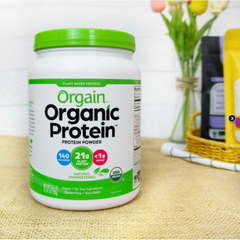 Bột đạm thực vật hữu cơ không chất làm ngọt Orgain Organic Protein - 21g Protein/khẩu phần, Không Đường, 720g, Thực phẩm thuần chay, Tăng Cường Năng Lượng