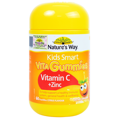 (Hàng nhập khẩu) Kẹo Dẻo Bổ Sung Vitamin C + Kẽm Nature's Way Kids Smart Vita Gummies 60 Viên - Hỗ Trợ Sức Khỏe Trẻ Em, Vị Cam Ngon Miệng