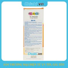 Siro Pediakid 22 Vitamines cho trẻ từ 6 tháng - Vitamin tổng hợp 22 loại, dễ uống vị cam và mơ, tăng cường sức đề kháng, phát triển toàn diện.