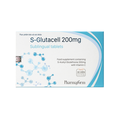 Viên ngậm giảm nám, trắng da Pharmaform S-Glutacell 200mg - Bổ sung L-Glutathione và Vitamin C cho làn da khỏe mạnh, sáng bóng