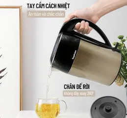 Ấm Đun Nước Siêu Tốc Nagakawa NAG0315 1.8 Lít - Công Suất 1800W, Thiết Kế Inox 304, Chống Cạn Nước, Đế Xoay 360 Độ, An Toàn Cho Gia Đình