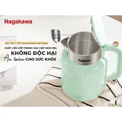 Ấm Siêu Tốc Nagakawa NKT2666/NKT2668 - Công Suất 1500W, Dung Tích 1.7L, Thiết Kế Hiện Đại và Lưới Lọc Bã Trà Tiện Lợi