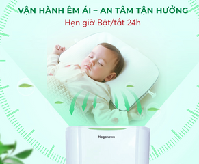 Máy Hút Ẩm Lọc Không Khí Nagakawa NAD8569 25L - Công Suất 25L/ngày, Tích Hợp Lọc HEPA H13, Phù Hợp 40-50m², Chức Năng Sấy Quần Áo