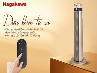 Máy Sưởi Gốm Nagakawa NEH8389 2000W - Tiết Kiệm Điện, Điều Khiển Từ Xa, Hẹn Giờ 12h, Công Nghệ PTC, An Toàn Khi Sử Dụng