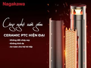 Máy Sưởi Gốm Nagakawa NEH8389 2000W - Tiết Kiệm Điện, Điều Khiển Từ Xa, Hẹn Giờ 12h, Công Nghệ PTC, An Toàn Khi Sử Dụng