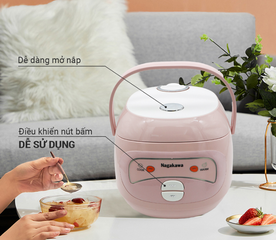 Nồi Cơm Điện Cơ Nagakawa NAG0134 1L - Thiết Kế Nhỏ Gọn, 2 Chế Độ Nấu, Lòng Nồi Chống Dính, Nấu Cơm Ngon Hơn