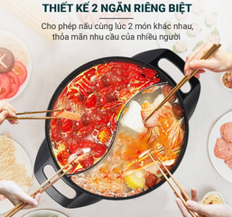 Nồi Lẩu Điện 2 Ngăn Nagakawa NAG1905 Dung Tích 5L - Đun Nhanh, Điều Chỉnh Nhiệt Độ 5 Mức, Tiện Dụng Cho Mọi Gia Đình