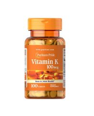 Viên uống bổ xương khớp Puritan's Pride Vitamin K 100mcg - Hỗ trợ sức khỏe xương khớp và ngăn ngừa dấu hiệu lão hóa da hiệu quả