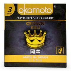 Bao Cao Su Okamoto Crown Kích Cở Nhỏ Siêu Mỏng Và Mềm Mại Hộp 3 cái