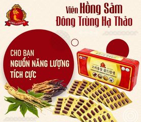 Viên Hồng Sâm Đông Trùng Hạ Thảo Korea Insam - Tăng Cường Sinh Lực, Giảm Mệt Mỏi, Bổ Sung Sức Khỏe 120 Viên Hỗ Trợ Giấc Ngủ