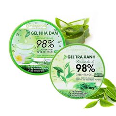 Bộ Đôi Gel Nha Đam Và Trà Xanh Dưỡng Ẩm, Giảm Mụn Milaganics 300ml x 2