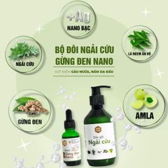 Bộ Dầu Gội Ngải Cứu 300ml & Serum Gừng Đen Nano 30ml Mộc Nhu - Ngăn Ngừa Gàu, Tóc Khỏe Mạnh, Dưỡng Ẩm Da Đầu