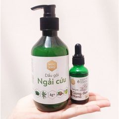 Bộ Dầu Gội Ngải Cứu 300ml & Serum Gừng Đen Nano 30ml Mộc Nhu - Ngăn Ngừa Gàu, Tóc Khỏe Mạnh, Dưỡng Ẩm Da Đầu