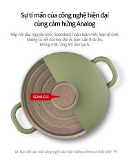 Nồi Casserole Ceramic PoongNyun 24cm 4.7L - Chống Dính, Bền Bỉ, Phù Hợp Bếp Gas, Bếp Từ, Nắp Đúc Thông Minh, Màu Xanh Pistachio