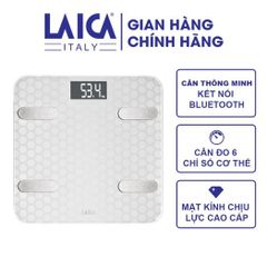Cân Sức Khoẻ Thông Minh Laica PS7011 - Cân Đo 6 Chỉ Số Cơ Thể, Kết Nối Bluetooth, Màu Trắng - Sản Phẩm Chăm Sóc Sức Khỏe Hàng Đầu