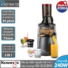 Máy Ép Chậm 3 Trong 1 Kuvings NS-321CBM2 - Ép Trái Cây, Làm Kem Sorbet & Sinh Tố, Thiết Kế Sang Trọng, Dung Tích 400ml, Made in Korea