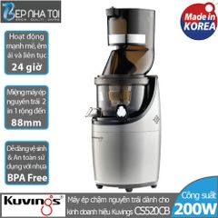 Máy Ép Chậm Kuvings KCS5200B - Dung Tích 500ml, Hoạt Động Liên Tục 24 Giờ, Ép Nguyên Trái, Giữ Dinh Dưỡng Cao, Dành Cho Kinh Doanh Nhà Hàng, Quán Bar