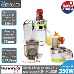 Máy Ép Trái Cây Đa Năng 3 Trong 1 Kuvings NJM-9010GR - Ép, Xay, Thái Cắt Rau Củ, Dung Tích 2.0L, Made in Korea