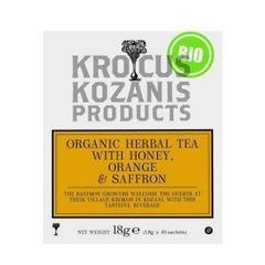 Trà thảo mộc hữu cơ với mật ong, cam và saffron Krokos Kozanis hộp 18g