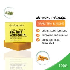 Xà Phòng Tắm Giảm Mụn Giảm Thâm Tràm Nghệ Milaganics  100gr
