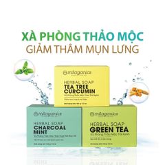 Xà Phòng Tắm Giảm Mụn Giảm Thâm Tràm Nghệ Milaganics  100gr