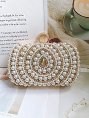 Túi Clutch ví dự tiệc đính ngọc trai đá swarovski hàng nội địa US