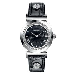 Đồng hồ nữ Versace Vanity black leather sang trọng thời thượng