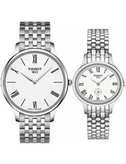 Đồng hồ đôi Tissot tone trắng bạc sang trọng thanh lịch