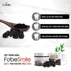 Bột Trắng Răng Than Hoạt Tính Fobe Smile - Giúp Làm Trắng Răng Tự Nhiên, Loại Bỏ Mảng Bám, Hũ 30g Nhật Bản
