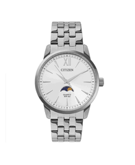 Đồng hồ nam Citizen Sun Moon Titanium mặt tròn trắng bạc sang trọng - Chống nước 50m, lịch tuần trăng, thiết kế hiện đại.