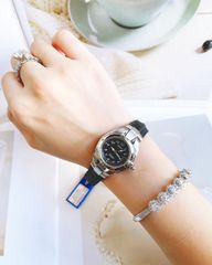 Đồng hồ nữ Seiko black leather style Hublot đẹp tuyệt