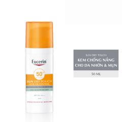 Kem Chống Nắng Eucerin Oil Control SPF 50 - Gel-Cream Kiểm Soát Nhờn Cho Da Dầu Mụn, Không Paraben, Lớp Phủ Mỏng Nhẹ