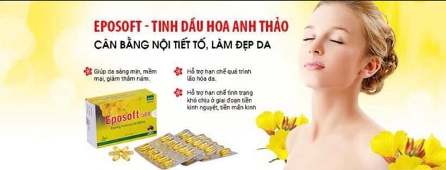 Viên uống dầu hoa anh thảo Eposoft 500mg - Cân bằng nội tiết tố và làm đẹp da, hỗ trợ giảm triệu chứng tiền mãn kinh, da sáng mịn 30 viên