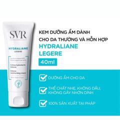 Kem Dưỡng Ẩm SVR Hydraliane Legere & Riche 40ml - Dưỡng ẩm suốt 24h cho da thường đến hỗn hợp, không nhờn, thẩm thấu nhanh.