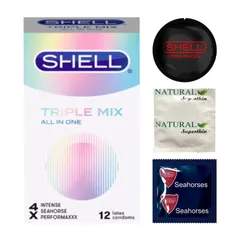 Bao Cao Su Shell Triple Mix Siêu Mỏng Mát Lạnh Gân Gai Hộp 12 Cái 81189